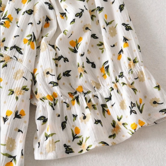 Boho Floral Gypsy Print 60’s Midi Dress Yellow - Picture 3 of 6